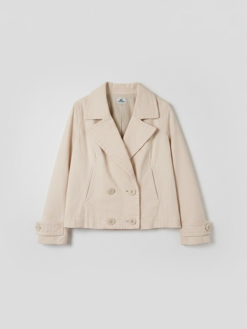 Lacoste Double-Breasted Blazer Jacket | Off-White Ivory | EU 40 | 100% Cotton